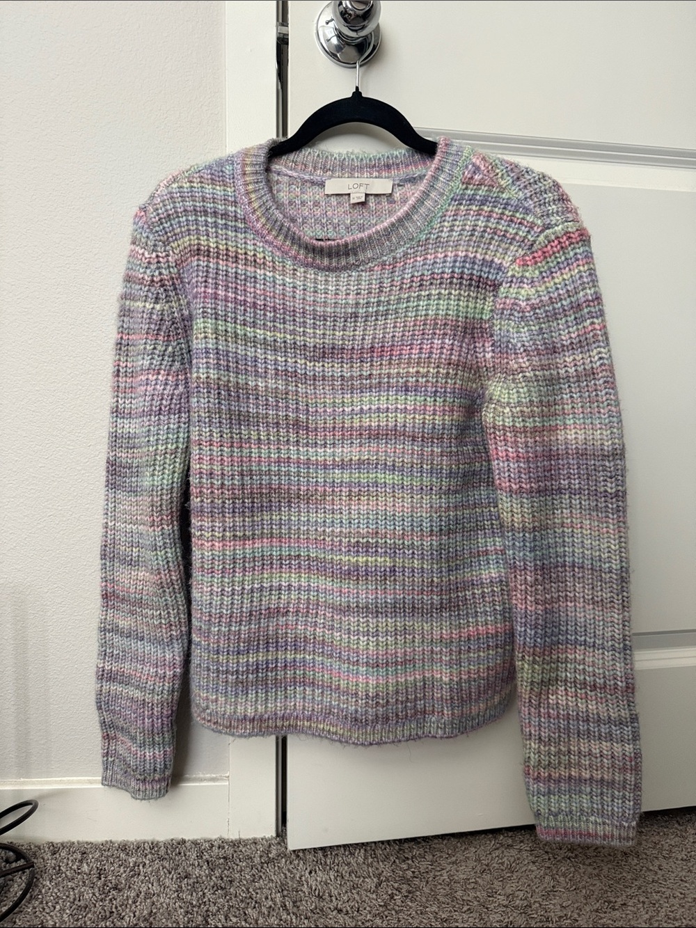 LOFT Pastel Stripe Crewneck Sweater - Pink, Lavender, Mint, Blue
